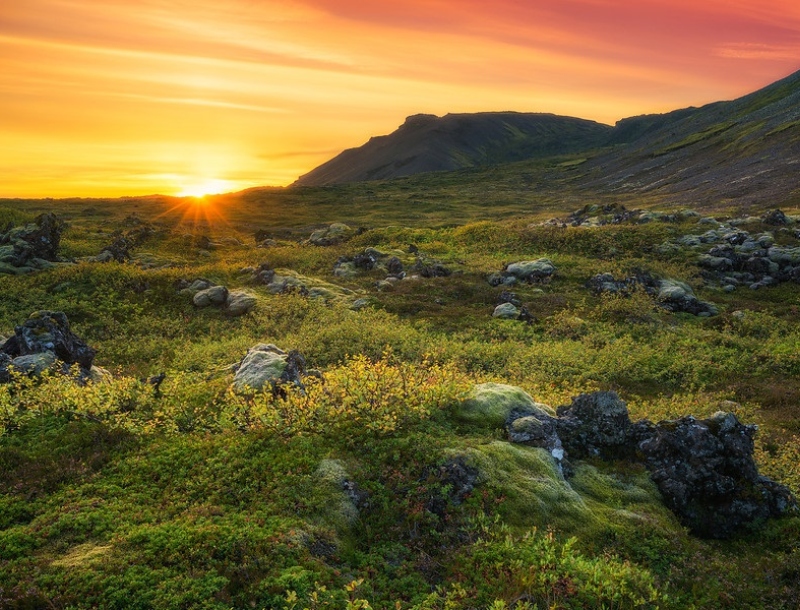 zonsondergang in de bergen