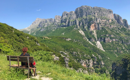 Uitrusten na een wandeling in de Vikos Gorge Griekenland