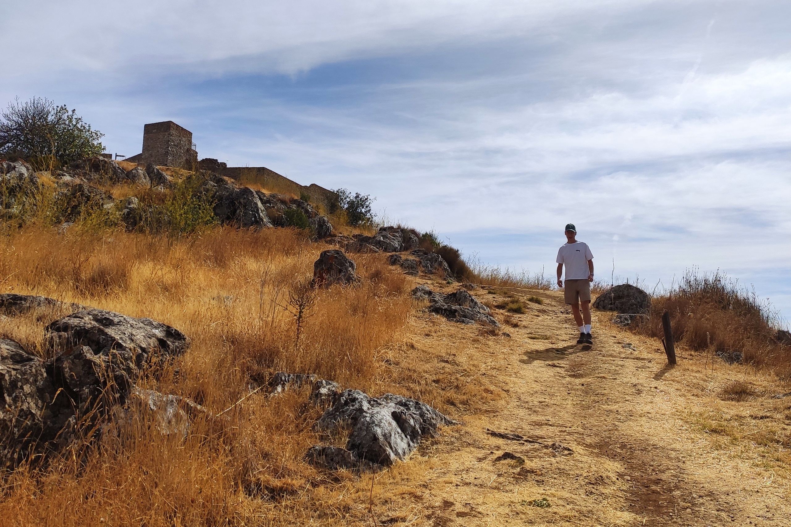 Landschap met geel gekleurd gras in de Sierra de Aracena