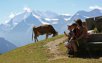 Zwitserland Grachen gezin