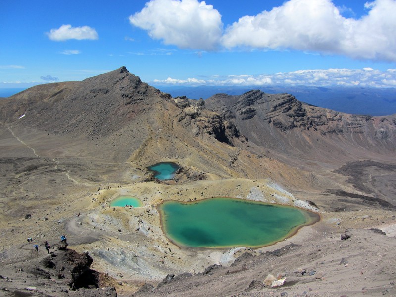 Emerald Lakes Tongariro Crossing  tijdens de SNP rondreis over het Zuidereiland van Nieuw-Zeeland