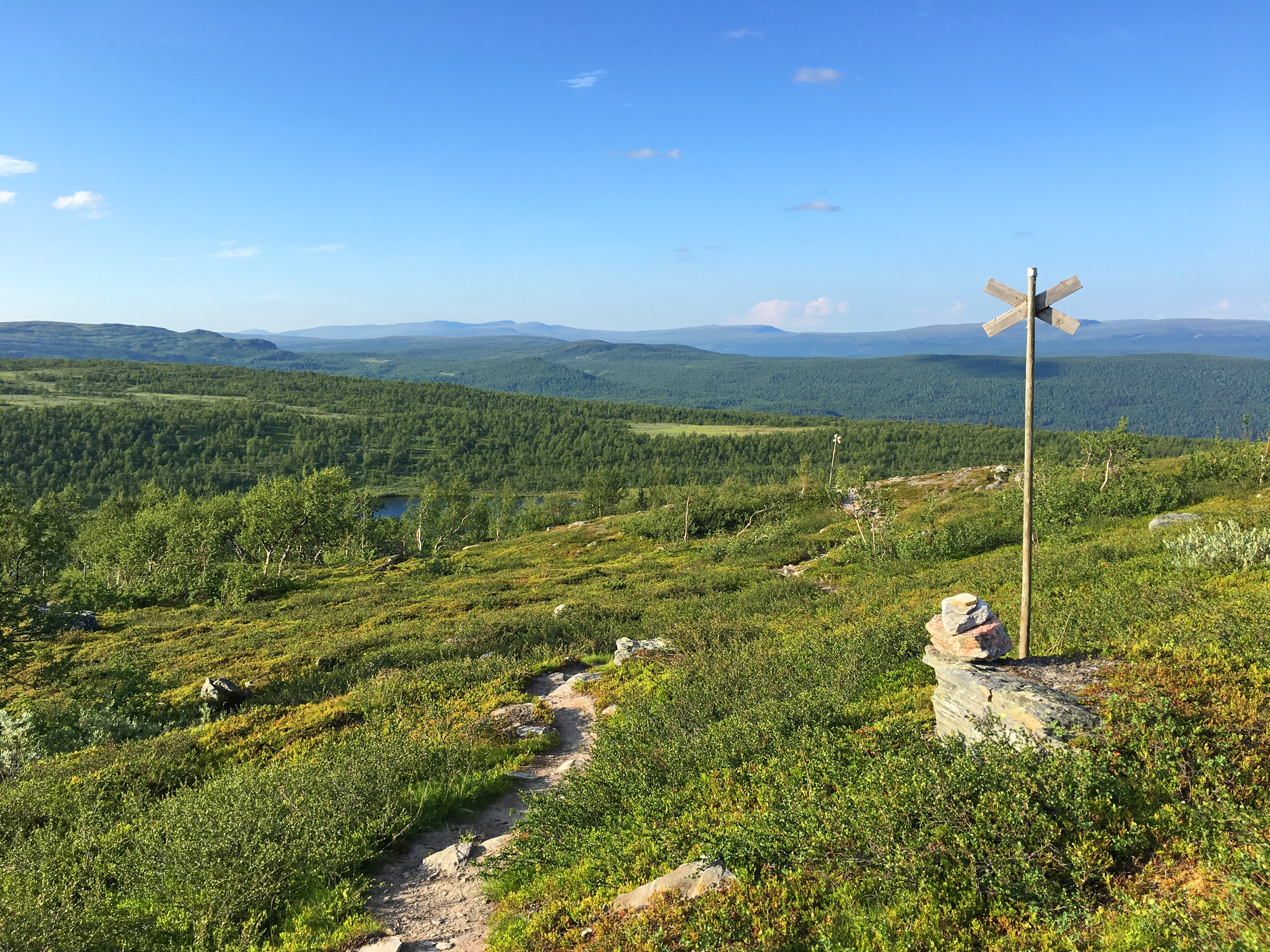 Ochtendtransfer naar Ammarnäs, na de lunch eerste etappe Kungsleden